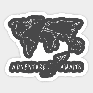 Adventure Awaits Map - White Minimal Sticker